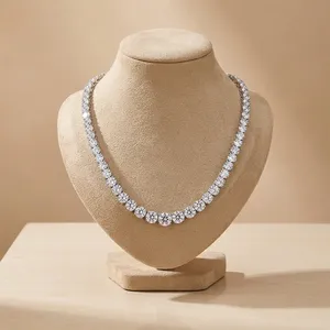 Collier Chaîne Tennis en Diamants de Laboratoire Certifiés IGI Plaqué Or pour Femme, Diamants Ronds Brillants de Luxe - Product Image 1