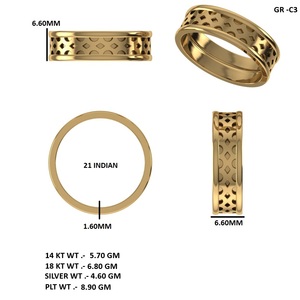 Bague tournante en or avec accent diamant, bande creuse, bijoux de mariage unisexe - Product Image 6
