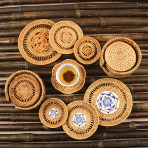 Oferta caliente: Manteles aislantes de bambú, posavasos de ratán, alfombrillas para tazas de té, manteles individuales occidentales, alfombrillas de paja para mesa, posavasos decorativos, pajitas. - Product Image 4