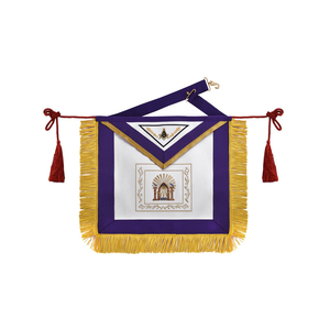 Tablier de Maître Maçon Global Supply en Velours Violet, Broderie de Luxe, Qualité Garantie, Tablier de Loge Bleue, Ruban Violet, Franges Dorées - Product Image 1