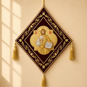 Écussons de Qualité Supérieure pour les Degrés Maçonniques du Grand Conseil Allié, en Tissu PU Vert Moiré avec Fil d'Or, Style Classique, Forme Fleur - Product Image 1