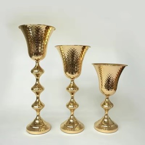 Hot Selling Art Deco Metal Floor <b>Vase</b> <b>Set</b> With Balls Design Handmade Gold Metal Centerpiece Wedding Decor - Product Image 4