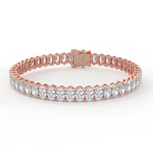 สร้อยข้อมือเทนนิส18kt เพชรทรงรีสุดหรูสายรัดข้อมือสำหรับ14kt สีทองด้านข้าง - Product Image 3