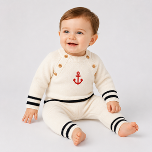Conjuntos de Suéteres de Punto de Algodón 100% Personalizados para Bebés de <span class=keywords><strong>3</strong></span> <span class=keywords><strong>Meses</strong></span>, Suaves y Cómodos, de Dos Piezas - Product Image 5
