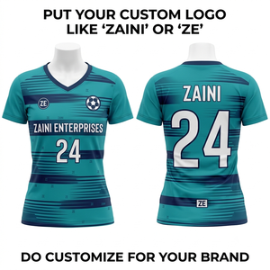 Maillot de football en polyester interlock respirant 160 GSM de qualité supérieure, avec empiècements dégradés bleu sarcelle et marine, impression de logo personnalisée - Product Image 1