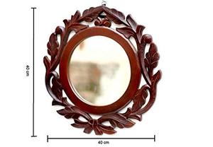 Hand Carved Round Wooden Wall <b>Mirror</b> Decorative Floral <b>Frame</b> <b>Mirror</b> Rustic Vintage Home Decor <b>Mirror</b> - Product Image 3