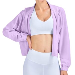 Women's Slim Fit Gym Fitness <b>Workout</b> Cropped Tops Long Sleeve Yoga Coat Zipper Design Sports Wear Running Yoga <b>Jacket</b> for Women - Product Image 1