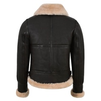 Blouson aviateur en cuir pour femme avec fausse fourrure rose chaud - Blouson de pilote en cuir véritable