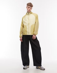 Men's <b>Yellow</b> Windproof Racer <b>Jacket</b> With Hood Zipper Closure Sporty Style Polyester Material Spring Wear - Product Image 4