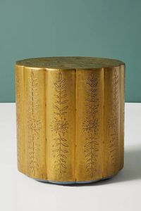 Mesa Auxiliar de Aluminio con Rayas de Alta Calidad, Muebles de Primera Calidad, Detalle Metálico, para Hotel, Hogar, Sala de Estar, Otomana, Latón - Product Image 3