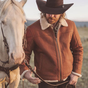 Veste en cuir Shearling pour homme, style unique, matériau confortable et lourd, imperméable, respirante, antibactérienne, hiver, sur mesure - Product Image 5