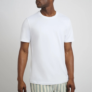 Men's White Cotton Regular Fit O-Neck Short Sleeve T-Shirt Solid Color Casual Jersey Knit Style Trendy T-Shirt For Men - Product Image 1