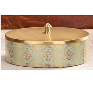 Boîte de rangement moderne en bois pour tortillas et roti, avec couvercle imprimé émaillé, idéale pour la présentation et le service des chapatis sur la table de cuisine - Product Image 2