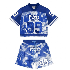 Conjunto de Ropa Urbana con Estampado por Sublimación, Camiseta de Manga Corta con Cuello en V, Pantalones Cortos con Cordón, para Hombre Adulto, Ropa Casual de Verano, Ligera y Ecológica - Product Image 4