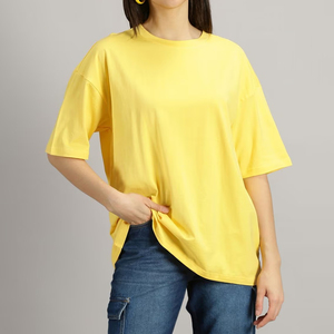 Camiseta Larga de Verano para Mujer, Holgada, Estilo Urbano, Casual, de Color Sólido, Antiarrugas, 100% Algodón, Transpirable - Product Image 5