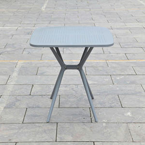 Grey Colored Square Molded <b>Plastic</b> <b>Table</b> with X <b>Table</b> Leg - A Compact, waterproof Outdoor <b>Plastic</b> <b>Table</b> for an Garden Evening - Product Image 1