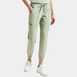 Ensemble de blouses médicales pour femmes, col en V, manches courtes, vert, coton et polyester, uniformes d'hôpital avec poches - Product Image 5