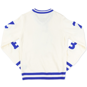 Pull en laine ivoire à col en V Zeta Phi Beta, broderie de lettres grecques ZPB, bordure côtelée, vêtements en tricot de qualité supérieure pour femmes - Product Image 2