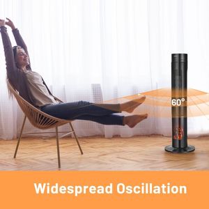 Caminetto Elettrico a Torre in Ceramica da 1500W con Fiamma 3D Realistica, Telecomando e Funzione Riscaldante - Product Image 5