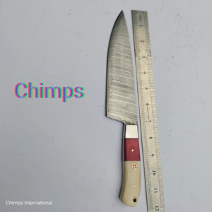 Couteau de Chef Professionnel Japonais en Acier Damas Écologique de 8 Pouces avec Manche en Bois de Pakka et Os de Chameau – Personnalisable – Offre Spéciale - Product Image 3