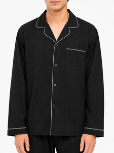 <b>Mens</b> Premium Black <b>Pajama</b> <b>Set</b> Luxury Nightwear Sleepwear Long Sleeve Button Down Pyjama Suit Soft Cotton Lounge <b>Set</b> Classic - Product Image 4
