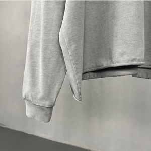 Double <b>Layer</b> Long Sleeve Jersey Cotton Unisex Fashion Custom Logo Embroidery Patches Drop Shoulder Casual Breathable Cotton <b>Top</b> - Product Image 3