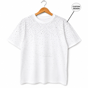 T-shirt de luxe pour homme Cosh International avec strass, blanc, décontracté, streetwear, manches courtes, en coton, imprimé, vente en gros OEM - Product Image 5