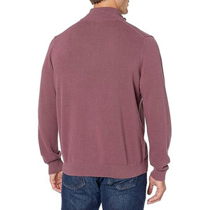 Men's <b>Purple</b> Quarter Zip Knitted Sweater Regular Fit Solid Color Stand Collar Casual Autumn Wear Accept Custom Designs - Product Image 4
