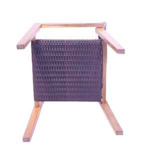 Premium Acacia <b>Wood</b> Dining <b>Chair</b> with Rattan Backrest | Durable Outdoor Seating for Patio, <b>Garden</b> & Hotels - Product Image 5
