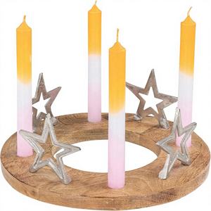 Meilleure Vente Couronne Étoile Marron Argentée Unique Écologique Faite à la Main en Bois et Métal Porte-Bougie Décor de Table de Noël - Product Image 1