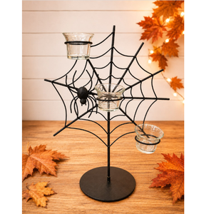 <b>Metal</b> Halloween <b>Candle</b> <b>Holder</b> <b>Black</b> Iron Spiderweb <b>Candle</b> <b>Holders</b> Durable for Halloween Home Decoration Tabletop - Product Image 5