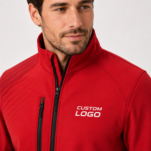 <b>Men's</b> Premium <b>Soft</b> <b>Shell</b> <b>Jacket</b> Stand Collar Full Zipper Custom Logo Front Lightweight Windproof Softshell <b>Jacket</b> - Product Image 5