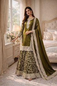 Vente en gros de hauts palazzo pour femmes, vêtements indiens et pakistanais pour mariage et soirée, ensemble sharara - Product Image 6