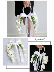 Bouquet de mariée minimaliste Everbloom avec perles, fleurs de mariage artificielles au toucher réel, lys calla blancs, style artisanal scandinave 2026 - Product Image 5
