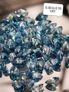 เพชรเม็ดเดี่ยวทรงลูกแพร์สีน้ำเงิน ขนาด 0.30-0.70 กะรัต ความสะอาดระดับ VVS1~VS2 เพชรเพาะเลี้ยงในห้องปฏิบัติการ ขนาด 4-10 มม. สำหรับสร้อยข้อมือเทนนิส สร้อยคอ และเครื่องประดับ - Product Image 1