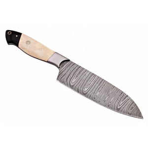 Couteau de chef artisanal en acier Damas, outil de cuisine professionnel, lame aiguisée de qualité supérieure, manche en os, conception OEM personnalisée - Product Image 1