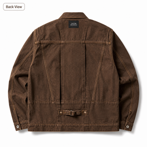 Veste en jean vintage marron personnalisée, écologique, coupe-vent, en coton biologique 360g, style camionneur standard, fabricant OEM ODM marque privée - Product Image 2