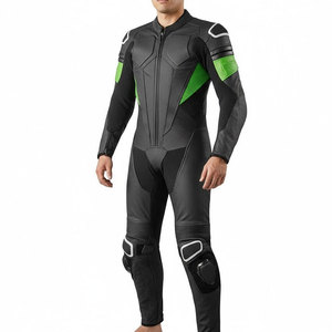 Combinaison de moto en cuir noir et vert à manches longues pour homme FIT INTERNATIONAL, respirante, toutes saisons, vêtements de motard - Product Image 3