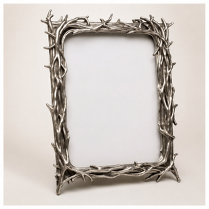 Cadre photo en métal argenté artisanal en gros, design branche d'arbre inspiré de la nature, cadre photo de table en aluminium - Product Image 1