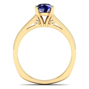 Bague REYES en argent sterling 925 avec saphir bleu taille ronde de 0,75 carat, certifiée GRA, et moissanite solitaire, tendance - Product Image 4