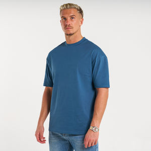 T-shirt Homme Personnalisé Grande Taille 100% Coton Bleu Clair Respirant à Manches Courtes Style Urbain avec Logo Personnalisé – Vente en Gros OEM - Product Image 1