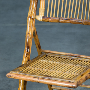 Wholesale <b>Bamboo</b> Folding Chair with Cushion Natural Finish Wedding Event Seating Indoor Outdoor Furniture OEM ODM - Product Image 2