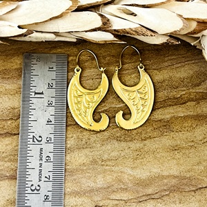 Nuevos Pendientes de Aro con Diseño Tribal Paisley, Joyería Boho de Latón para Mujer, Chapados en Oro de 18k, con Espirales Florales Colgantes [Venta al por Mayor/OEM/ODM] - Product Image 4
