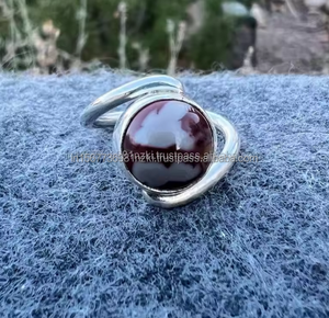 Anillo Noreena de plata de ley sólida de alta calidad, anillo de regalo con bisel bohemio llamativo con jaspe para mujer, anillos finos - Product Image 6