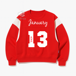 Delta |   Sigma |   Sudadera Theta Sorority Jan13 Roja y Blanca J13 para Mujer, Bordada, Estilo Universitario, Cuello Redondo - Product Image 1