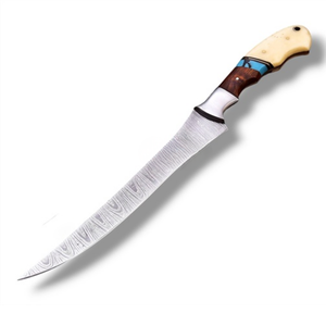 Cuchillos de Cocina Personalizados para Filetear Pescado con Hoja Larga Curva de Acero y Diseño Artístico en el Mango, para Filetear Pescado y Recortar Carne - Product Image 2