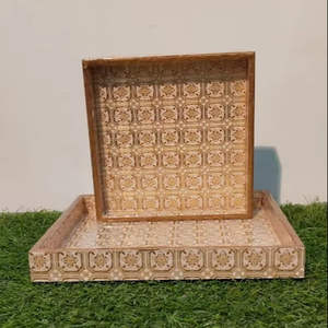 Designer Wooden Tray for Attractive Food Display <b>Serving</b> Coffee Tea <b>Beverages</b> <b>Set</b> 37 - Product Image 3