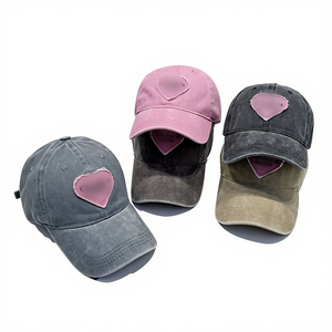 Gorra de Béisbol con Aplique de Corazón Rosa, 6 Paneles, Ajustable, de Algodón Lavado, Estilo Vintage Unisex, Gorra Casual para Adultos - Product Image 6