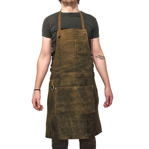 New Custom Vintage Work Wear High Quality Breathable Comfortable Unisex Leather <b>Apron</b> for Restaurant & Bar Use - Product Image 1