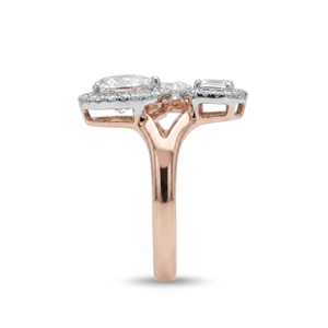 Anillo de Diamantes de Lujo de 2.09 ct con Corte Esmeralda, Ovalado y en Forma de Pera, Oro Sólido de 9k, Regalo de Aniversario de Boda, Certificado IGI - Product Image 3